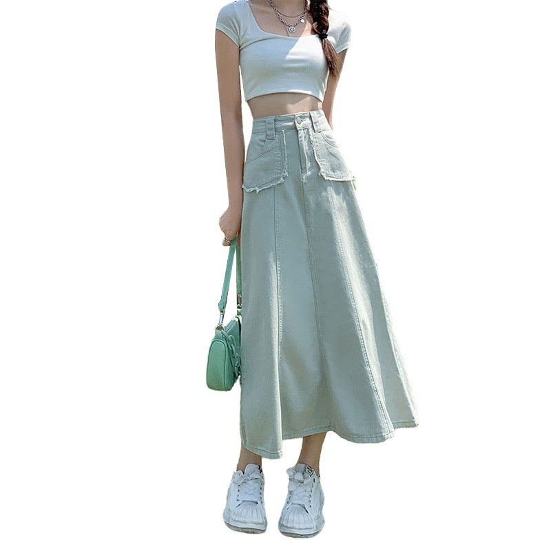 Summer New Women's Denim Skirt High Waist Denim Fishtail Skirt Loose And Slimming