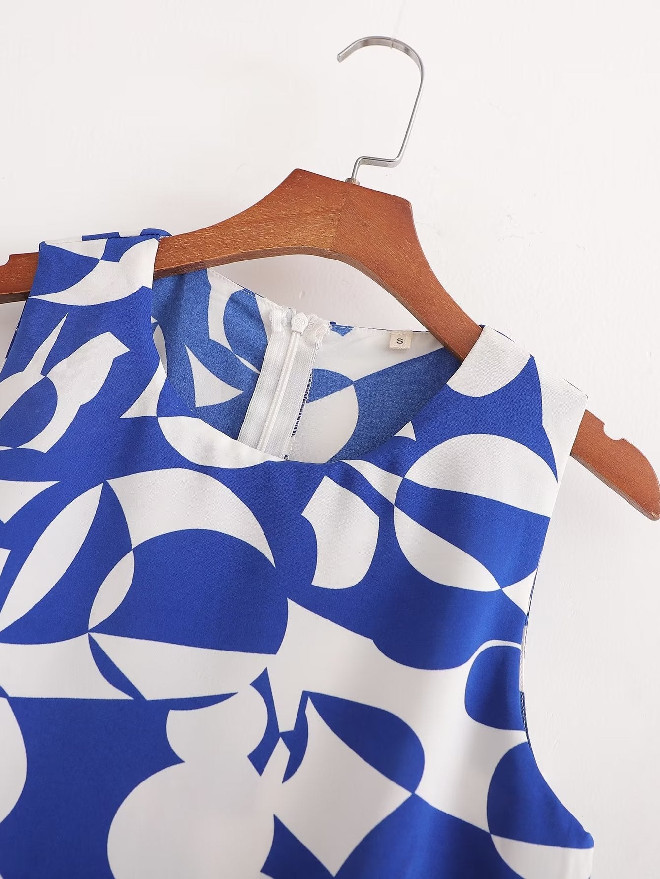 Womens Blue-Print Jumpsuit Shorts From Europe And The US