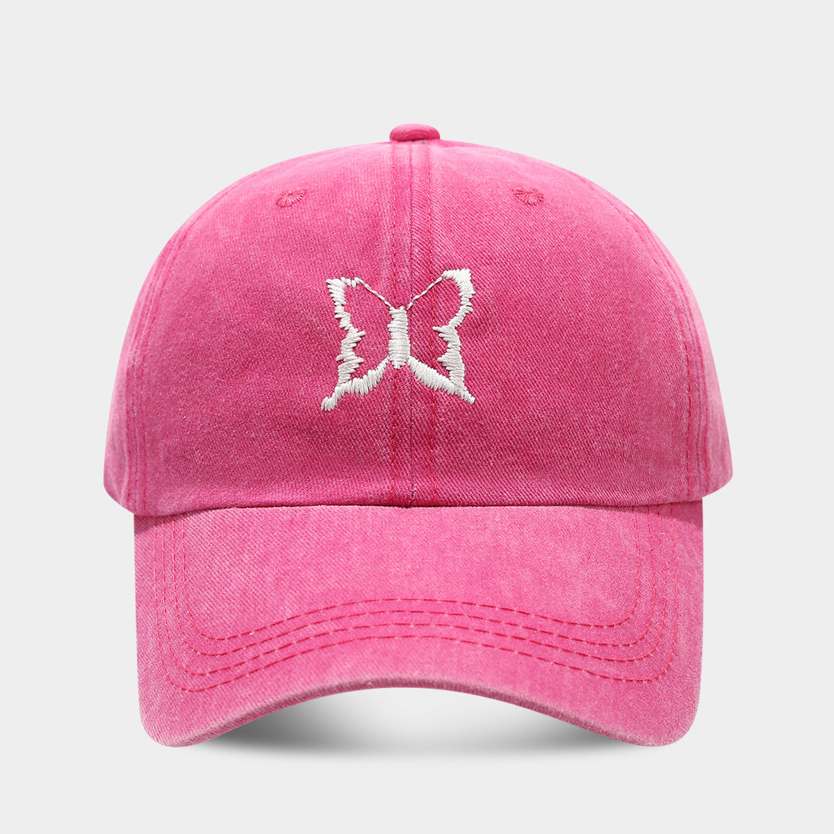 Soft Top Casual Peaked Cap Butterfly Embroidered Sun Hat