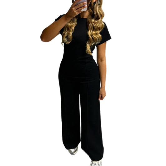 Womens Casual Two-Piece Set Short-Sleeve T-Shirt And Long Pants