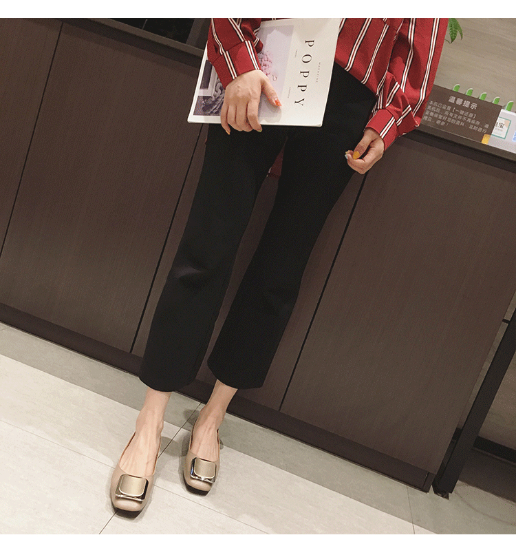 Women's Chunky Heel Shoes New Low Heel Shallow Mouth Square Toe