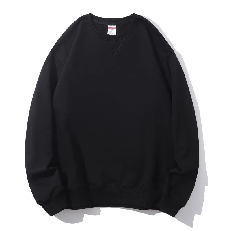 Herresweater med rund hals i kraftig bomuld Terry, omvendt trekant