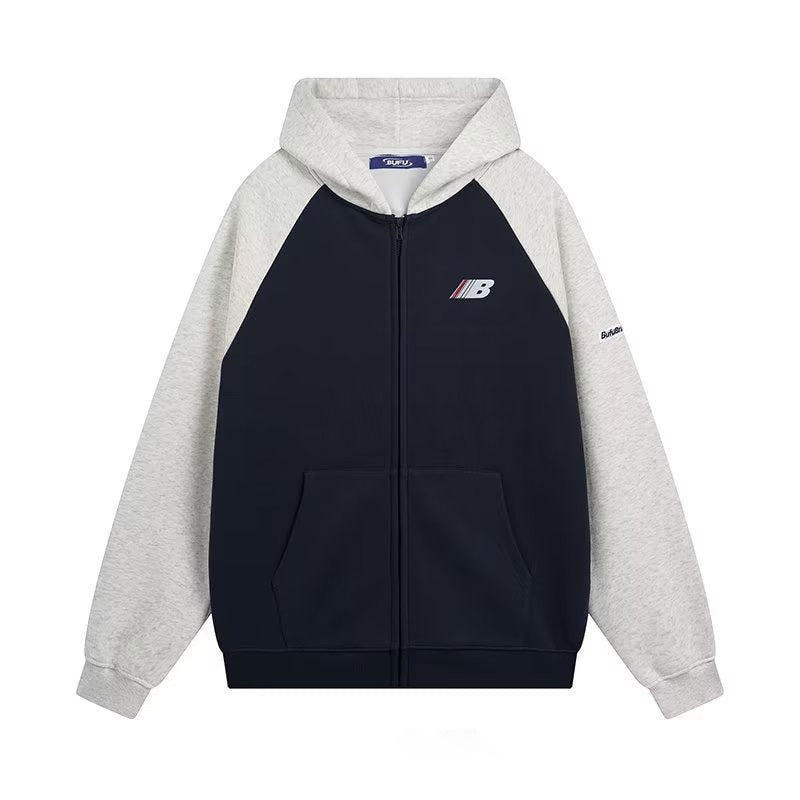 Retro Raglan Cardigan Hoodie Men's Autumn And Winter New