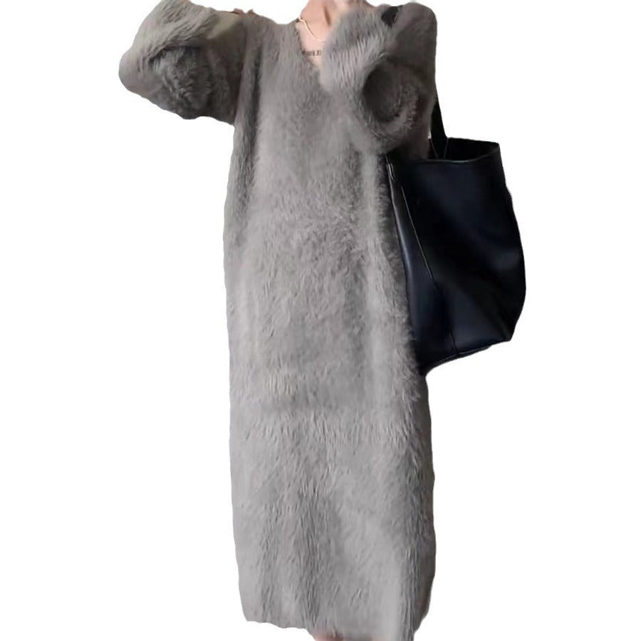 Socialite-style Soft Cuddly Sweater Dress For Women Autumn Winter