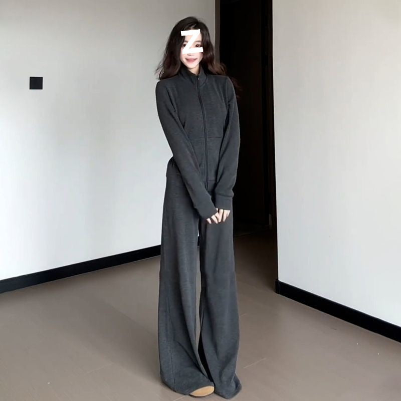 Women's Slimming Hoodie Fashion Wide-leg Pants Two-piece Set