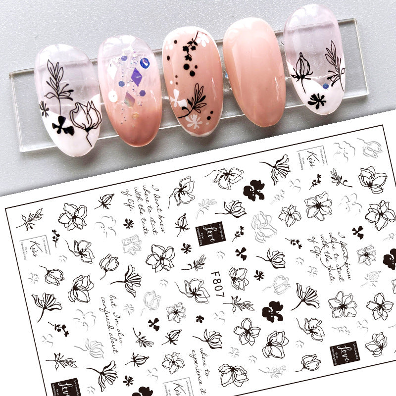 New Flower Nail Art Decal Plain Hand Painted