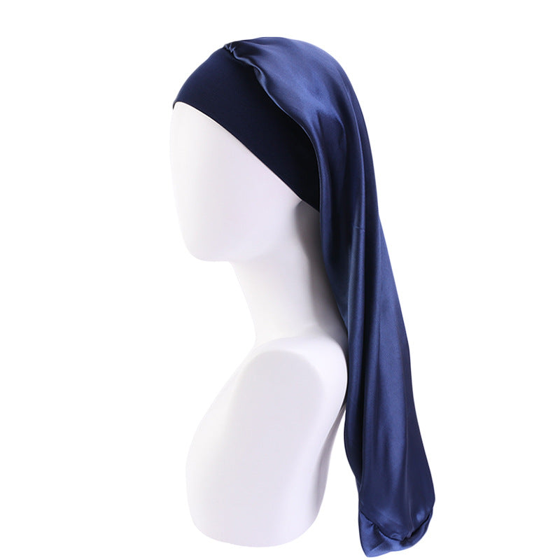 Women's Elastic Wide-brimmed Satin Long Tube Nightcap