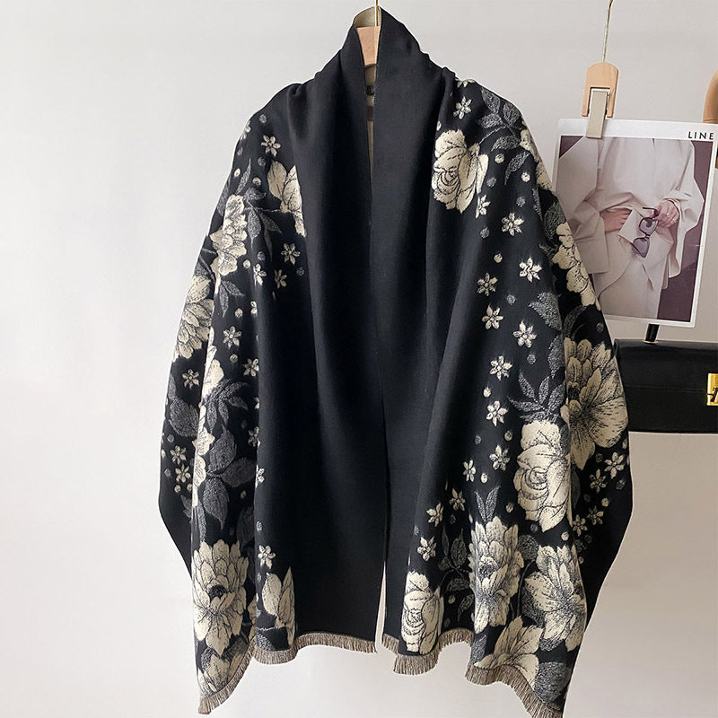 Flower Print National Style Scarf Lady Temperament Simple