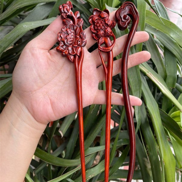 Ebony Antique Carved Hairpin