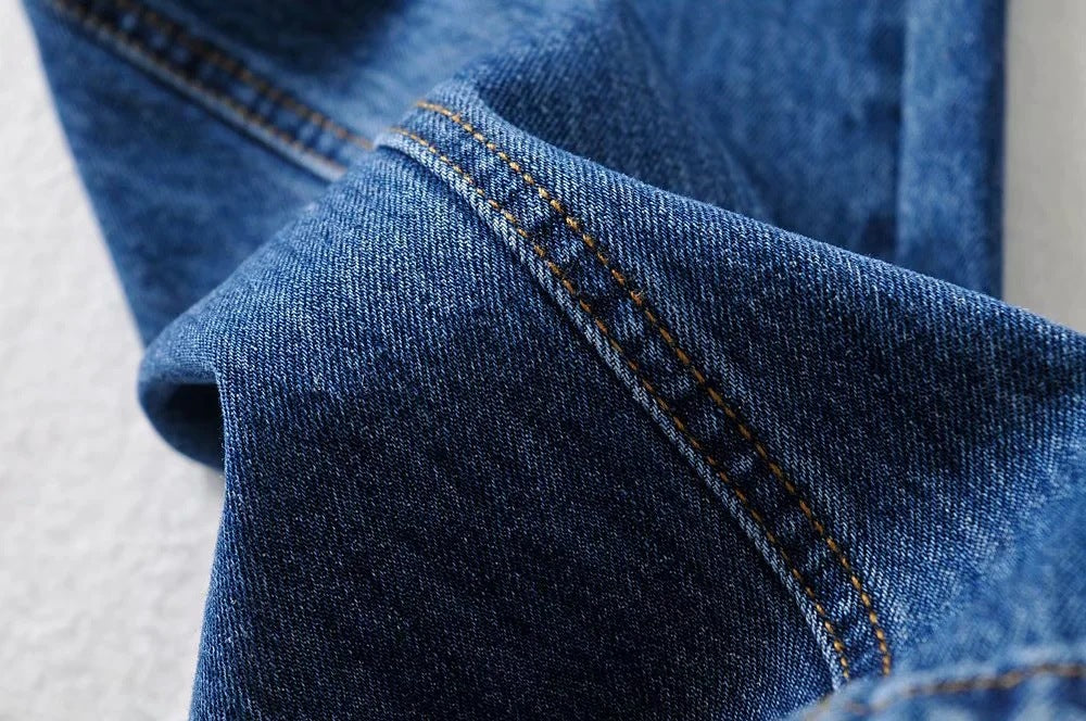 High Waist Slim Wide Leg Jeans Retro Tooling Fashion Stitching Long