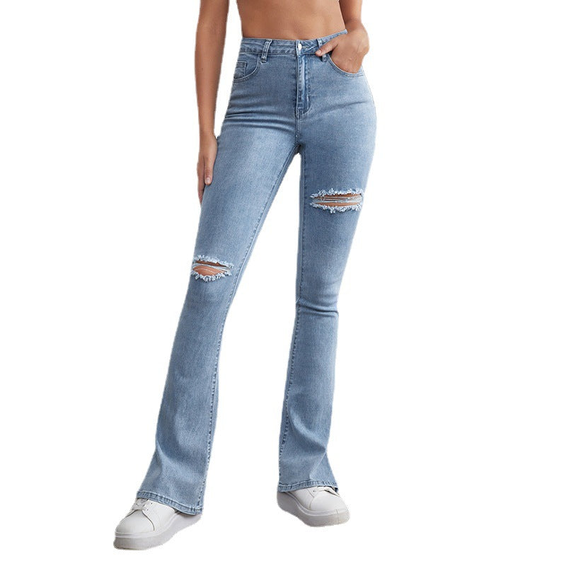 Women's High Waist Jeans Slim Micro Horn