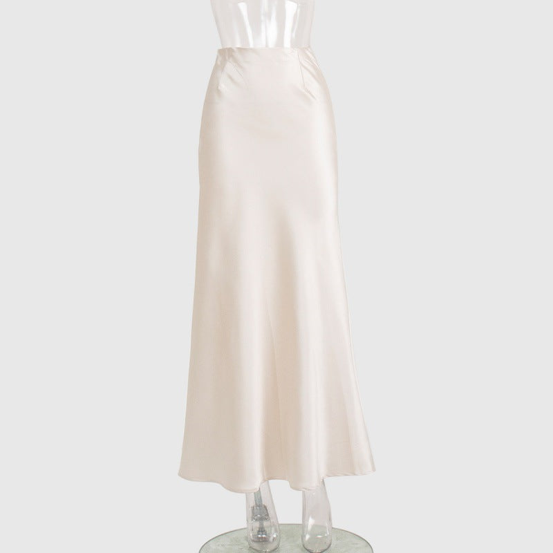 Satin High Waist Sheath Mopping Fishtail Skirt