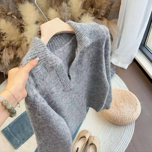Idle Style Lapel Casual Design Sense Niche Slimming Sweater