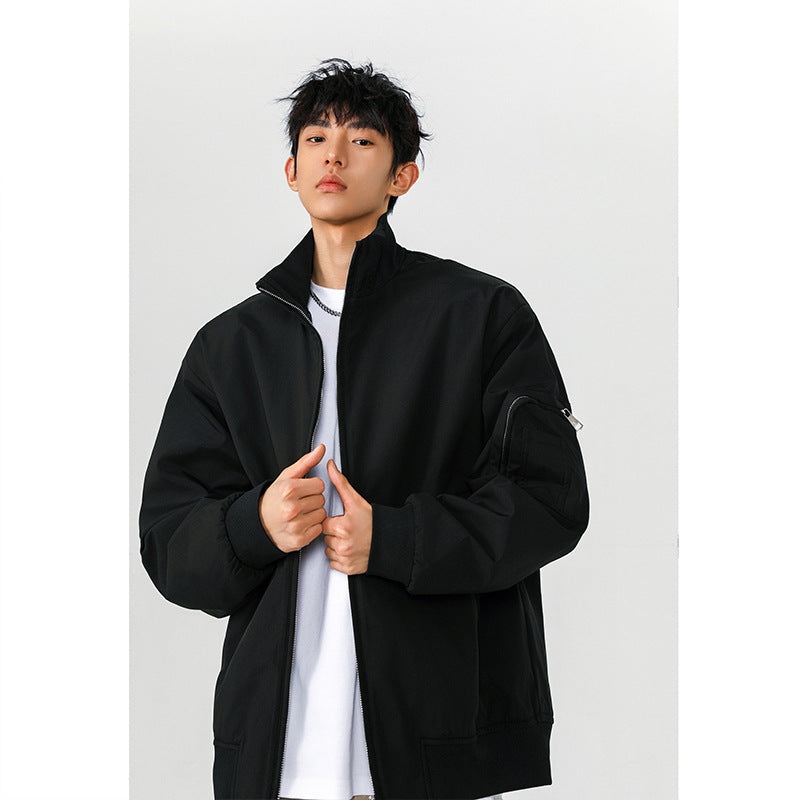 Men's Large Size Multi-pocket Short Flight Jacket