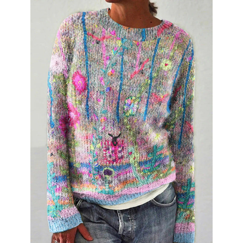 Printed Women's Sweater Pattern Pullover Sweater