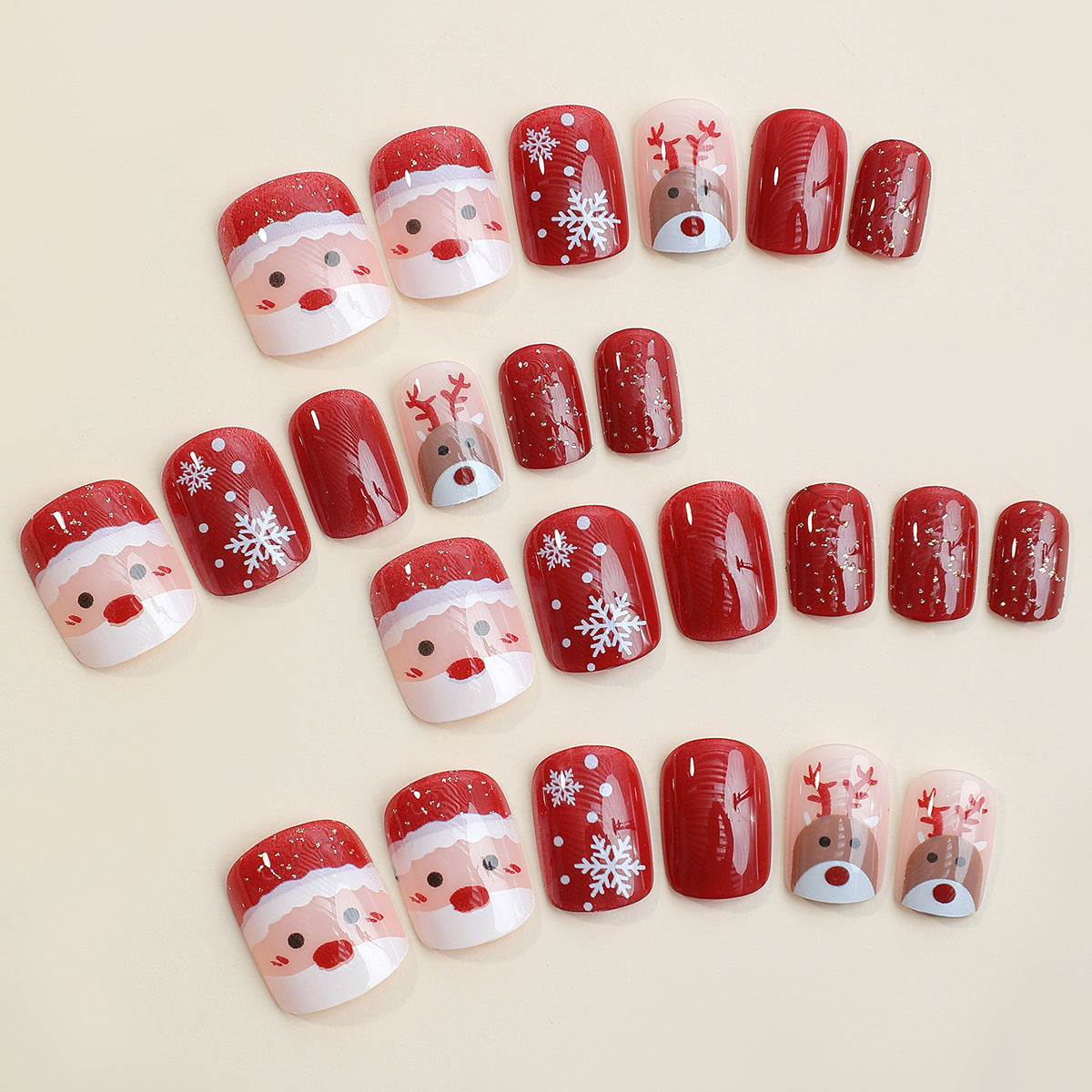 Aftagelig Rensdyr og Snefnug Nail Art til Jul