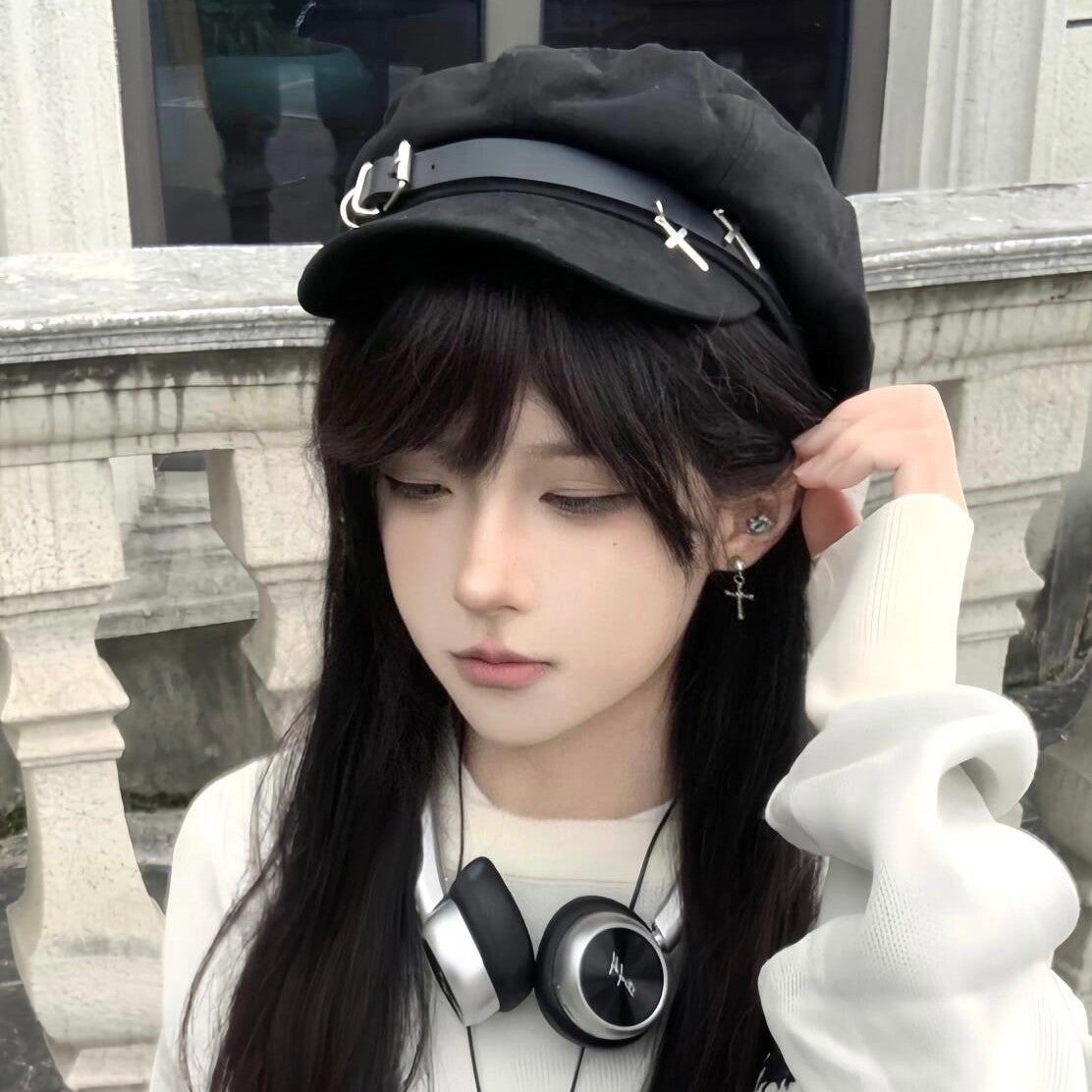 Korean Y2g Sub-culture Cute Cross Beret