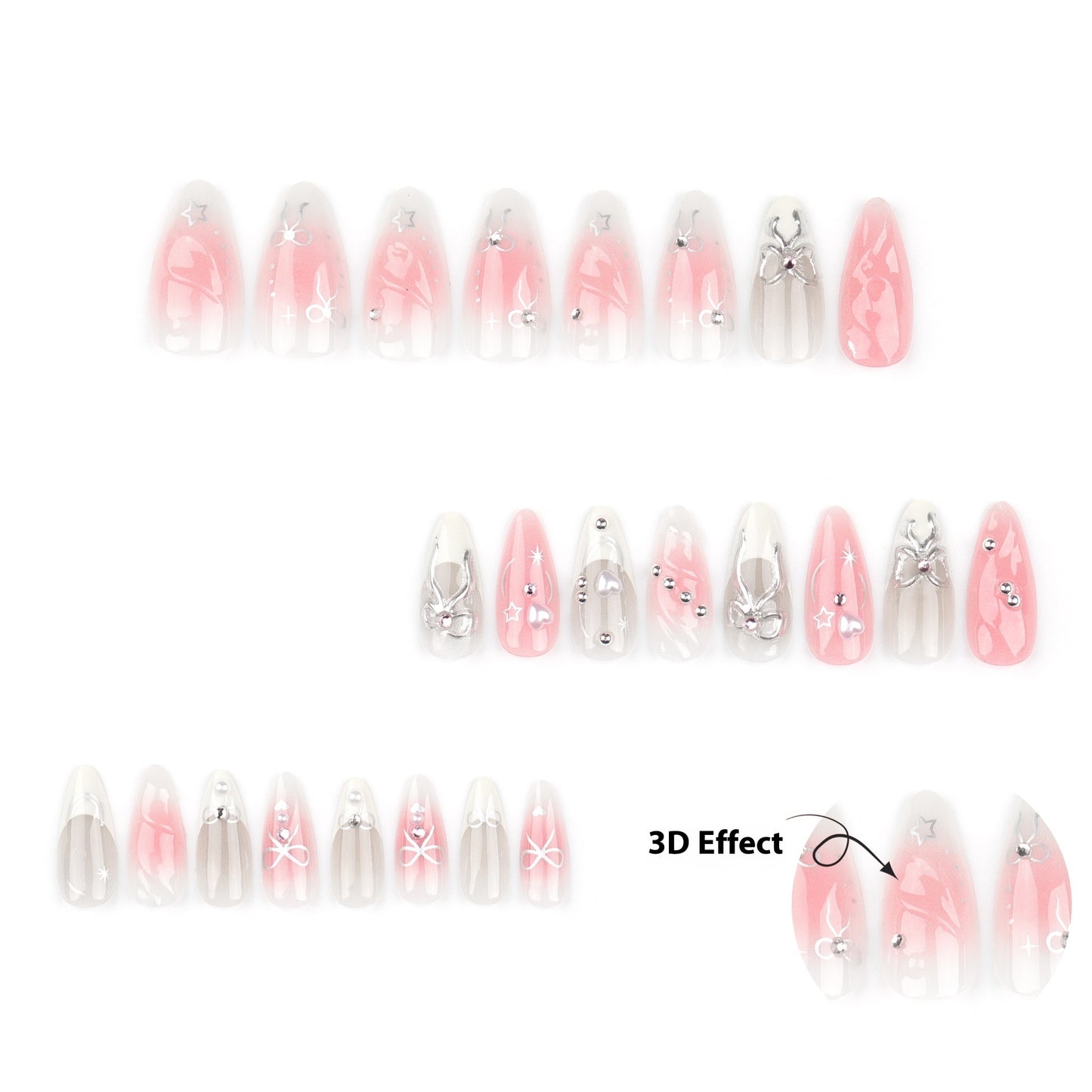 24-piece 3D Bow Manicure 3D Handmade Nail Tip