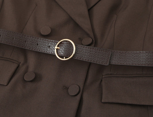 Women's Fashion Belt Vest Straight Suit