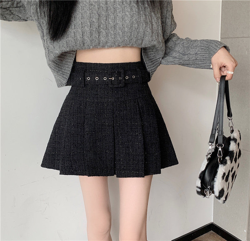 Women's Fashion Tweed Pleated Half-body Skirt