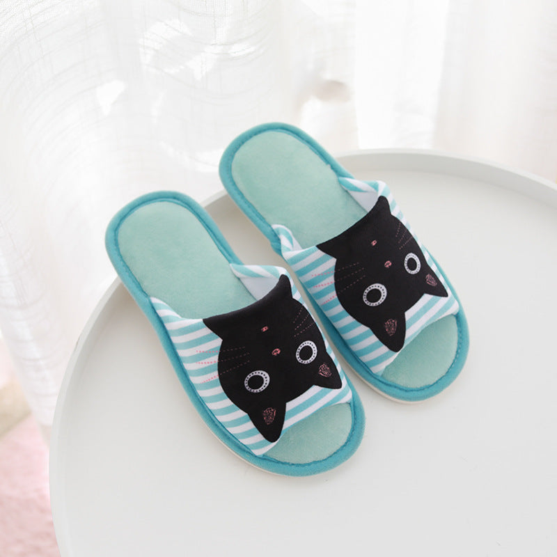 Women's Cute Cat Stripe Print Slippers
