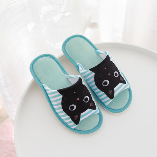 Women's Cute Cat Stripe Print Slippers