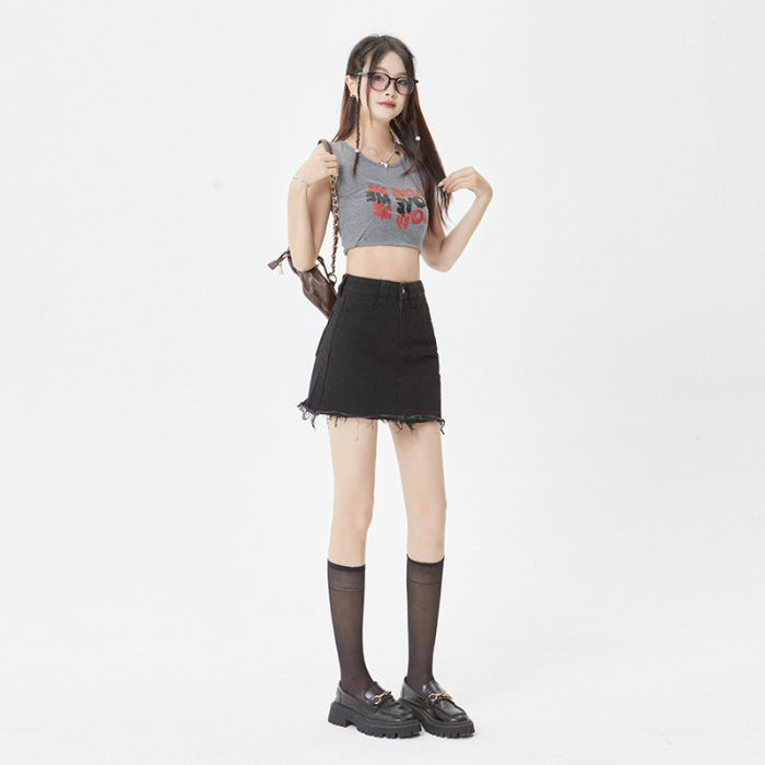 Summer Loose Light Color Raw Edge Hot Pants