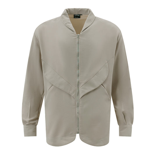 Solid Color Casual Long Sleeves Shirt Men's Personality Stitching