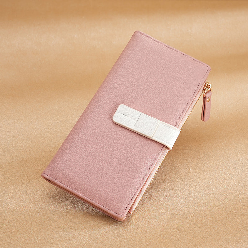 Long Multiple Card Slots Zipper Bag Buckle Korean Style High Sense Women's Wallet