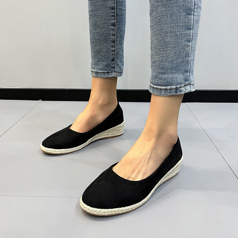 Spring New Wedge Round Toe Hemp Rope Pumps Women