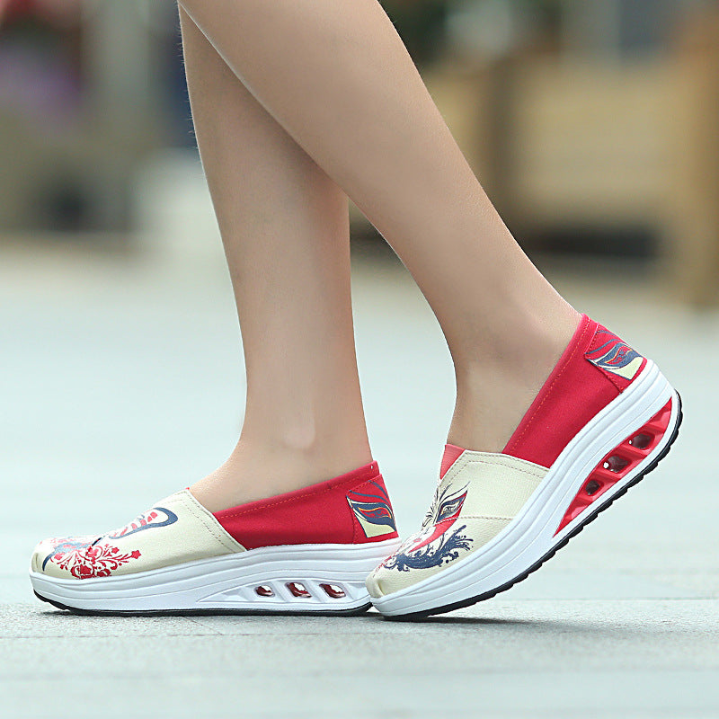 Canvas Rocking Wedge Heel Platform Korean Style Breathable Women's Shoes