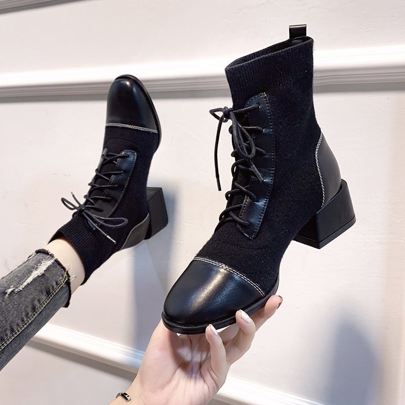 Pointed Toe Lace European And American Martin Boots