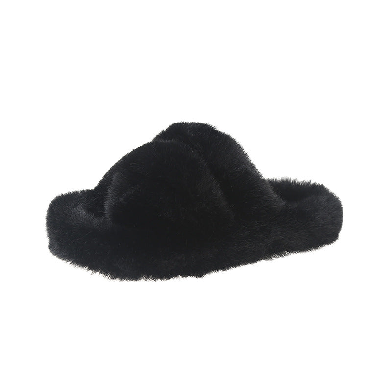 Plus Size Slippers Women's Outer Wear Thick Bottom Three Bars Cross