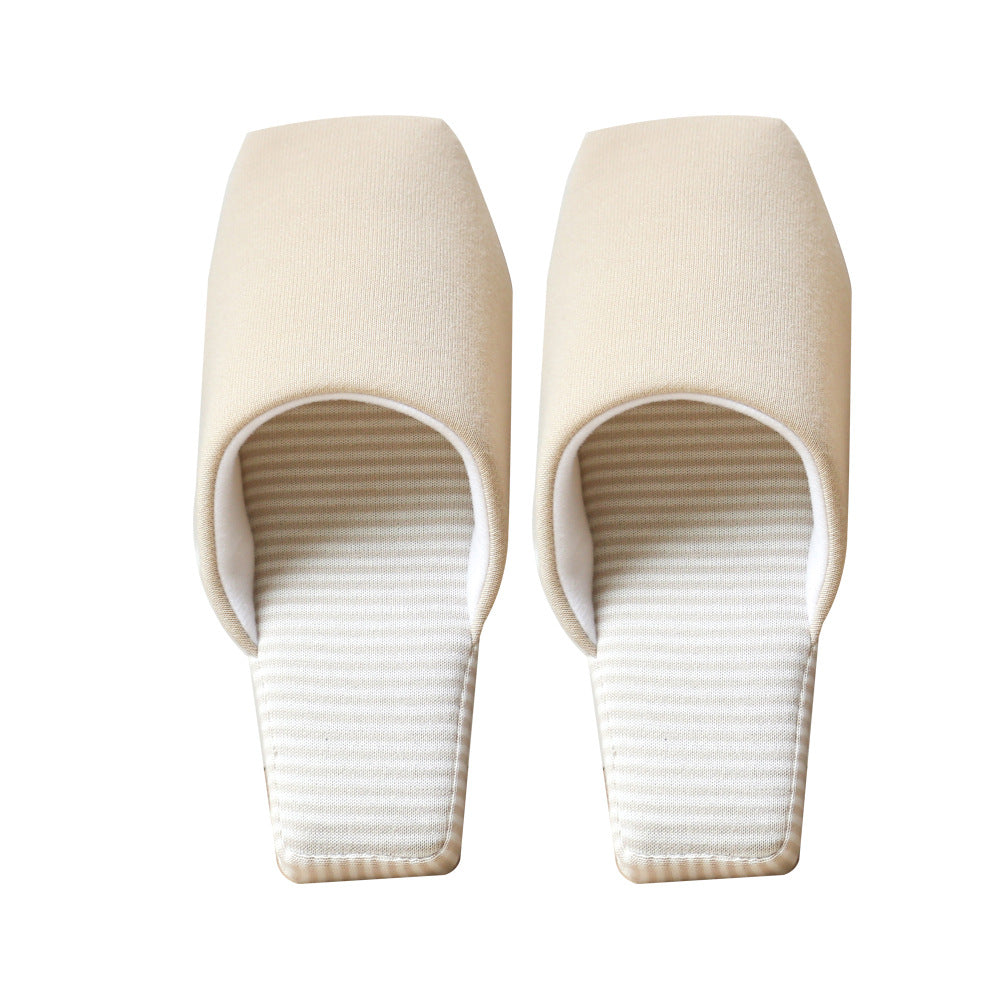 Lovers Knitted Striped Square Head Soft Bottom Home Slippers
