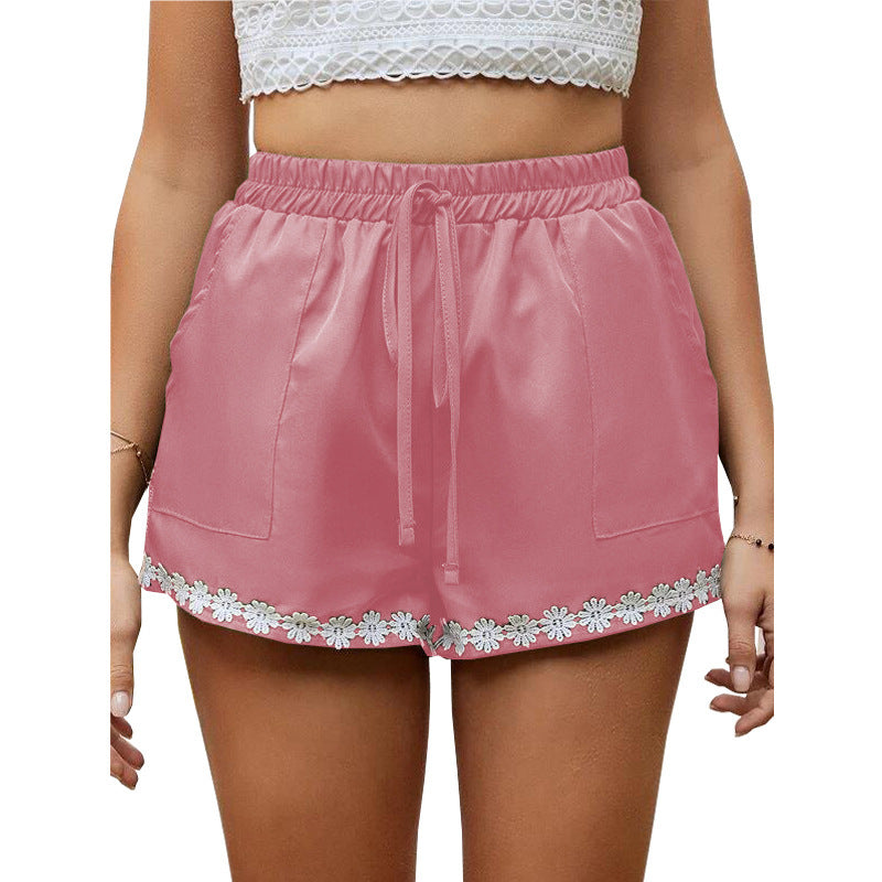 Women's Hot Pants Lace Loose Shorts Elastic Tie