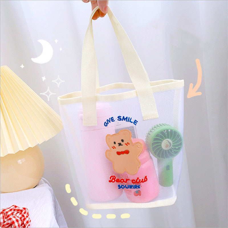 Teenage Girls Handheld Female Mesh Makeup Bag