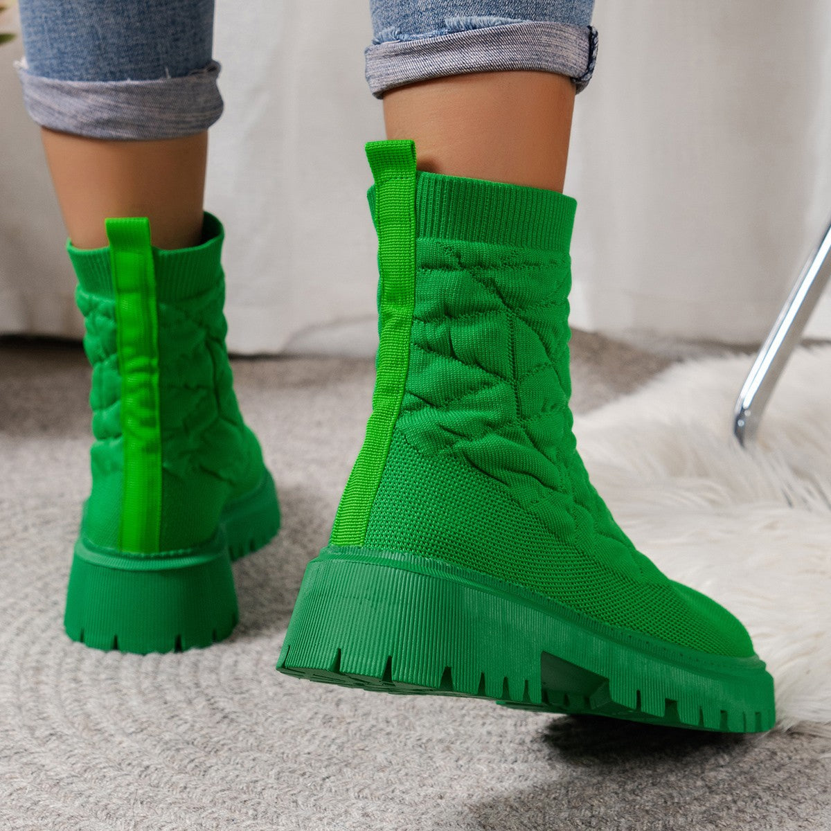 Flying Woven Plus Size Thick Bottom Casual Outdoor Martin Boots