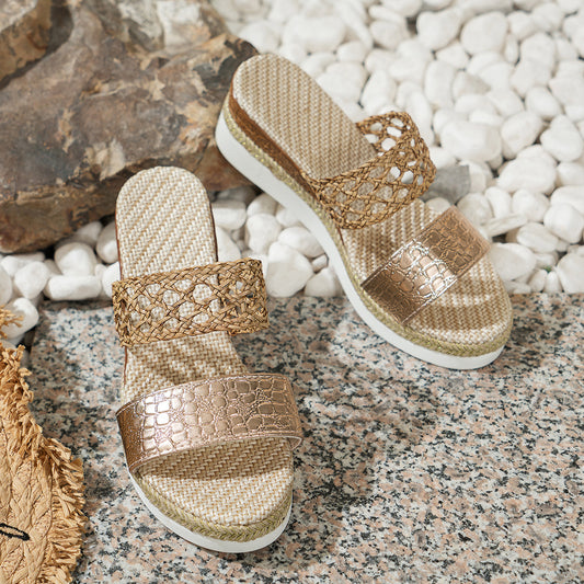 Women's Plus Size Fashion Platform Shoes High Heel Sandals Double Strap Casual Style