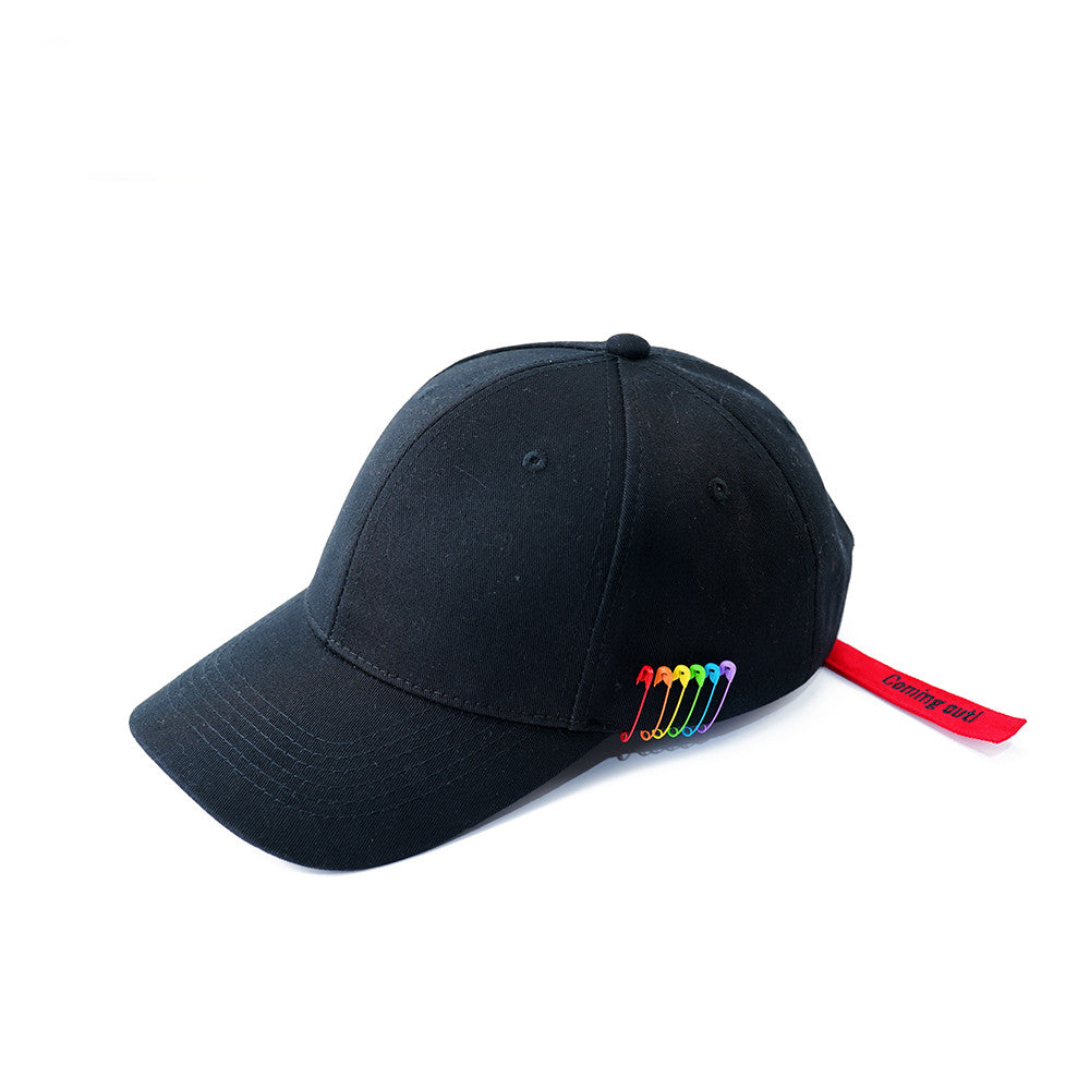 Men's And Women's Pin Functional Wind Rainbow Peaked Hat