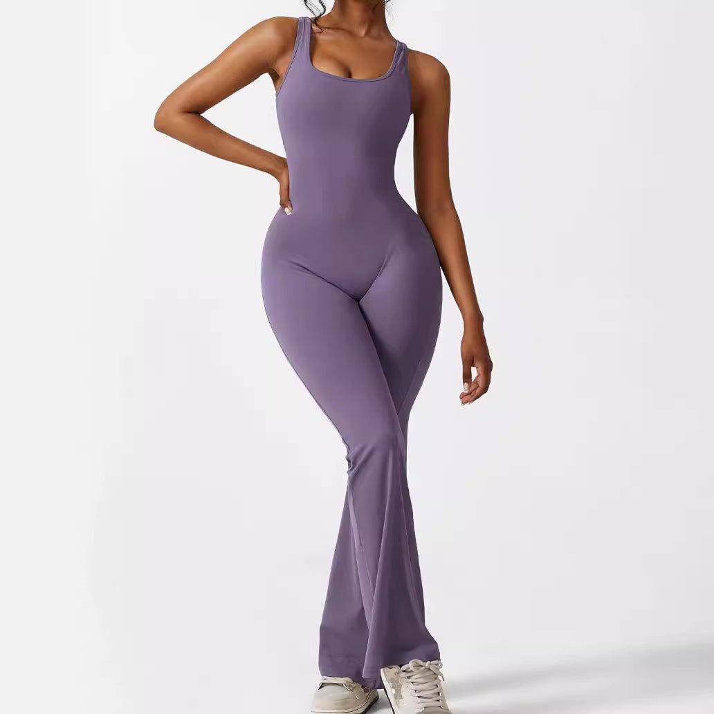Kvinder Ærmeløs Flare Jumpsuit Fitness Yoga Lange Bukser