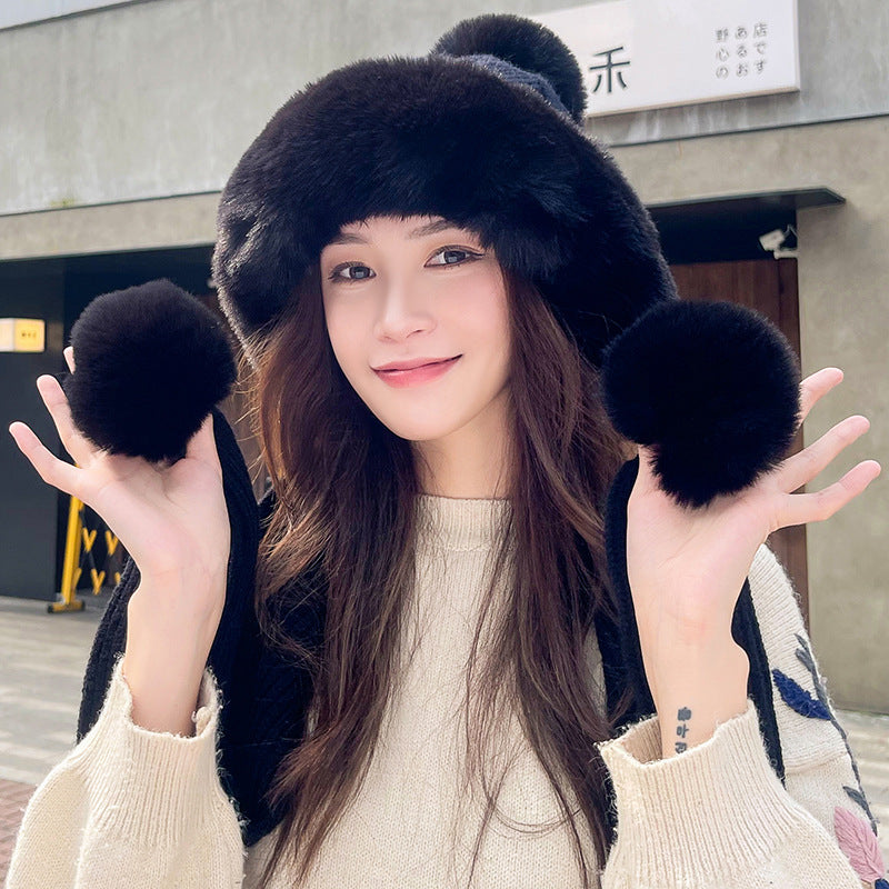 Warm And Simple Three-ball Knitted Woolen Hat