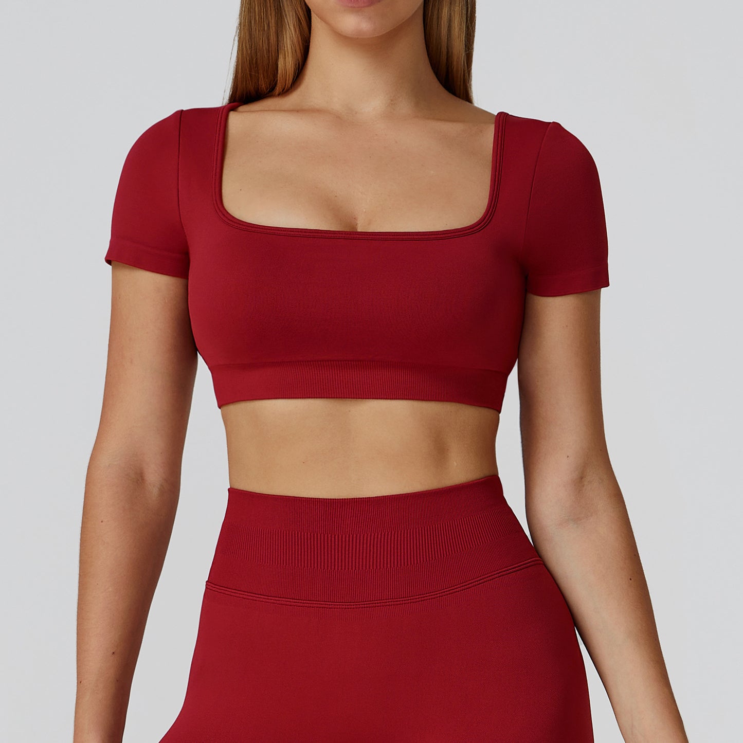 Autumn And Winter Seamless Yoga Clothes For Women Hollow-out Beauty Back Slim Fit Yoga Short Sleeve