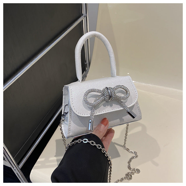 Simple Casual Bowknot New Fashion Korean Chain Personality Hand-carrying Crossbody Shoulder Small Square Bag