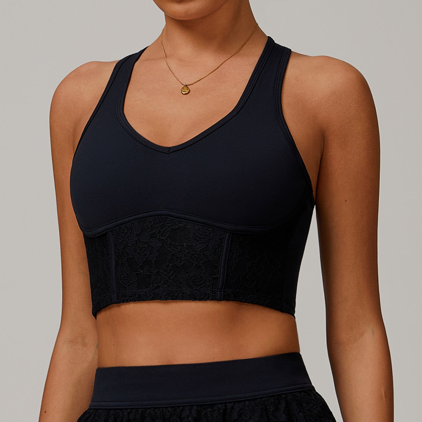 Lace Nude Feel Yoga Vest Mesh Breathable Beauty Back Exercise Underwear