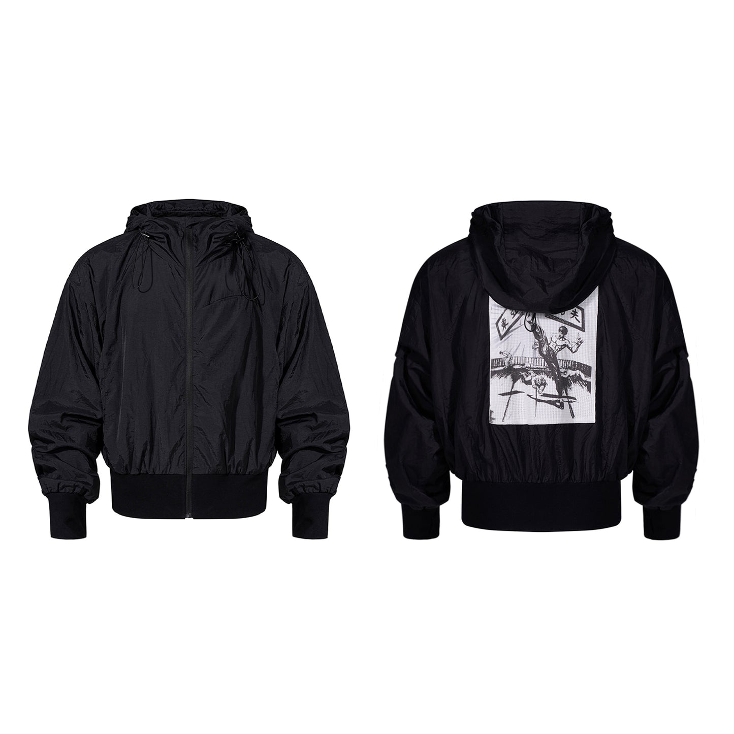 Men's Back Kick Plaque Patch Hooded Sun-proof Top