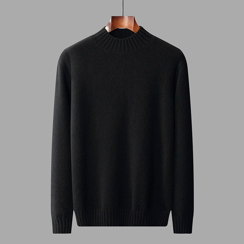 Herre Business-Casual Ensfarvet All-Match Sweater Med Halvhøj Hals