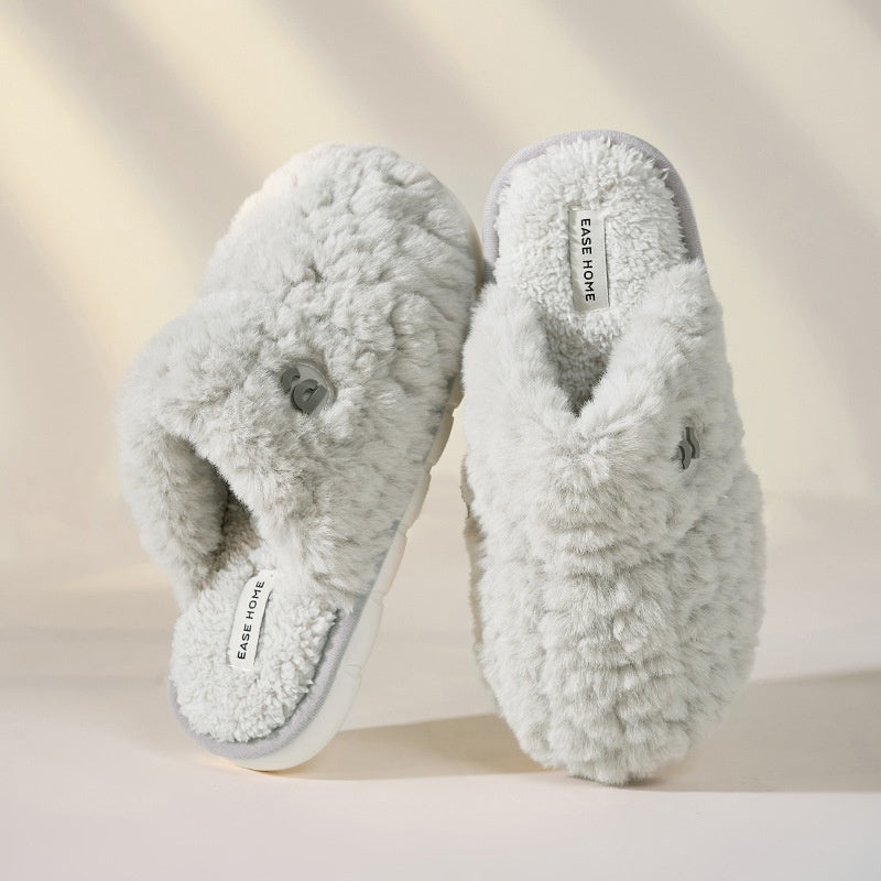 Simple Plush Cotton Slippers Indoor Home Warm Slugged Bottom Soft And Comfortable