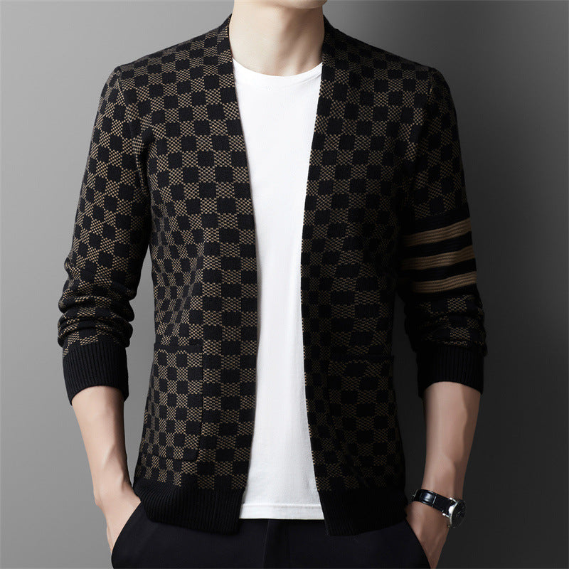 Efterår Ny Herre V-hals Ternstrikket Sweater