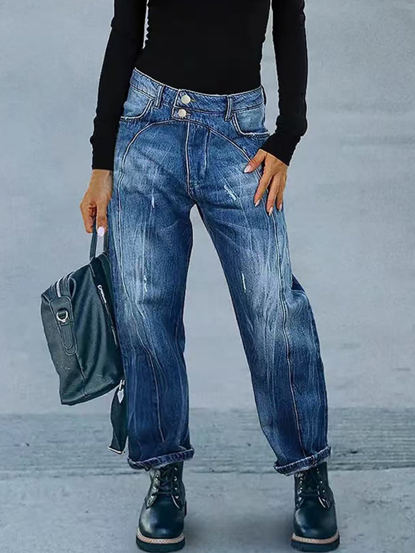 Women's Washed Denim Trousers Simple And Stylish Casual Daily