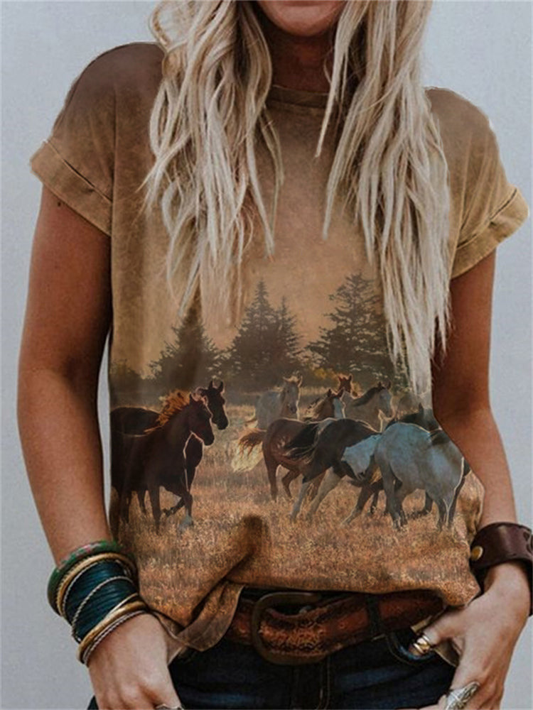 T-shirt med rund hals og grafisk print i etnisk stil